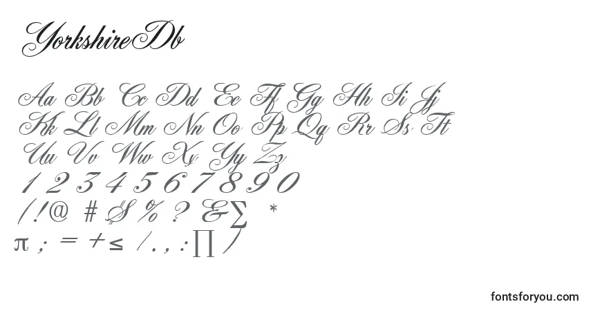 Шрифт YorkshireDb – алфавит, цифры, специальные символы