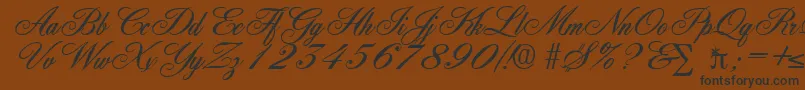 フォントYorkshireDb – 黒い文字が茶色の背景にあります