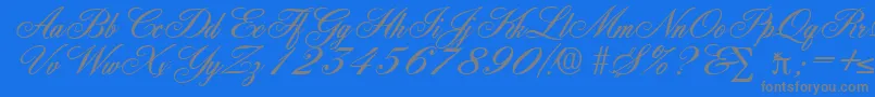 YorkshireDb-Schriftart – Graue Schriften auf blauem Hintergrund