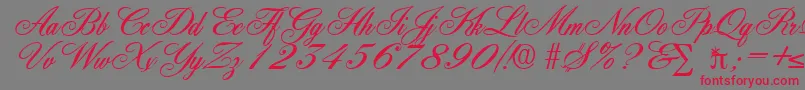 Fonte YorkshireDb – fontes vermelhas em um fundo cinza