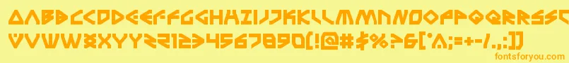 フォントTerrafirmabold – オレンジの文字が黄色の背景にあります。