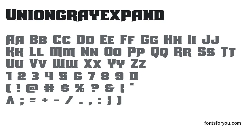 Fuente Uniongrayexpand - alfabeto, números, caracteres especiales