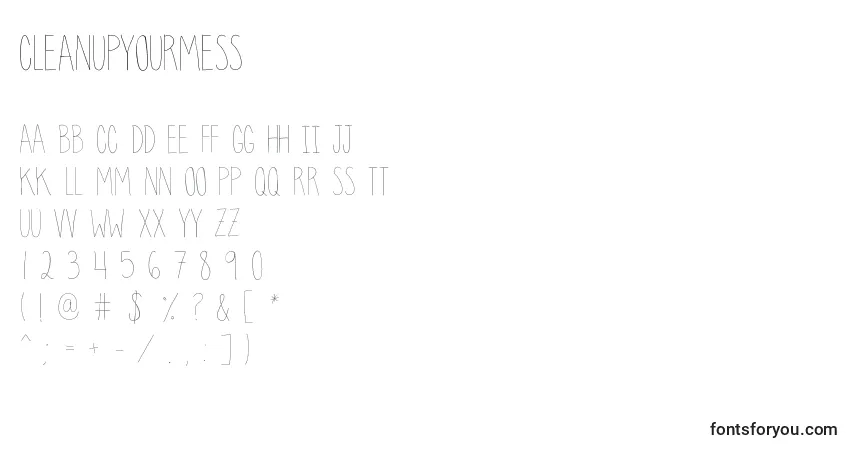 CleanUpYourMess Font – alphabet, numbers, special characters