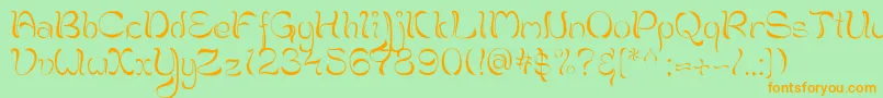 Brahmi-Schriftart – Orangefarbene Schriften auf grünem Hintergrund