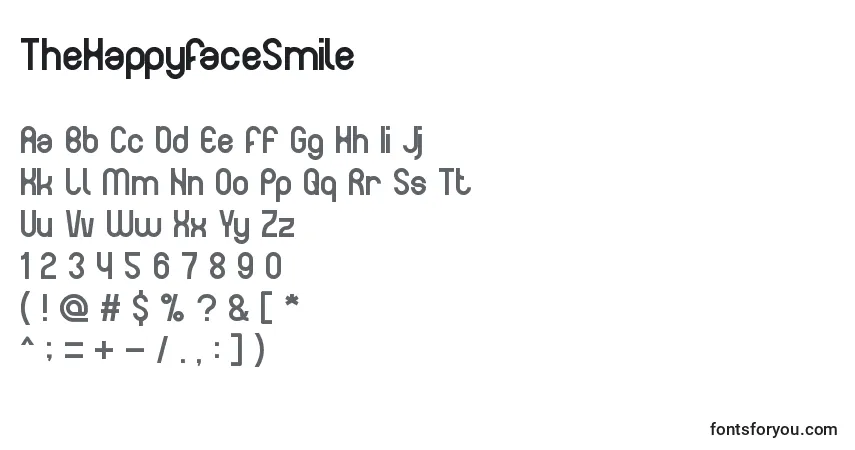 Шрифт TheHappyFaceSmile – алфавит, цифры, специальные символы