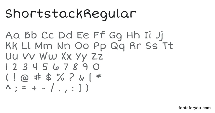 ShortstackRegular Font – alphabet, numbers, special characters
