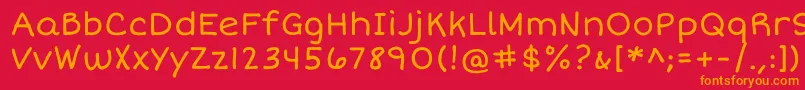 フォントShortstackRegular – 赤い背景にオレンジの文字