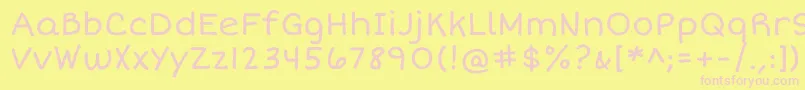 ShortstackRegular-fontti – vaaleanpunaiset fontit keltaisella taustalla