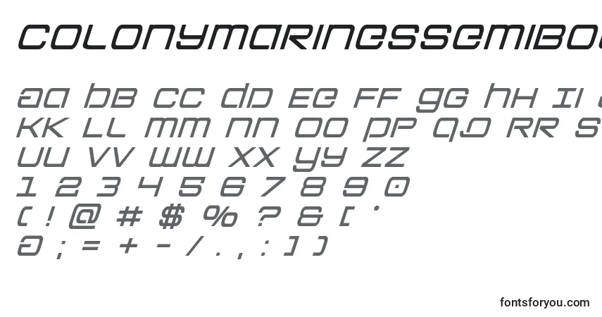 Schriftart Colonymarinessemiboldital – Alphabet, Zahlen, spezielle Symbole