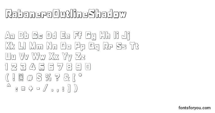 Шрифт RabaneraOutlineShadow – алфавит, цифры, специальные символы