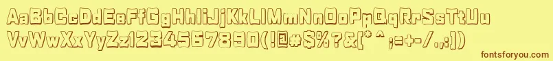 Więcej informacji o czcionce RabaneraOutlineShadow Czcionka RabaneraOutlineShadow – brązowe czcionki na żółtym tle