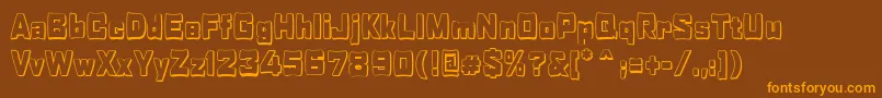 RabaneraOutlineShadow-Schriftart – Orangefarbene Schriften auf braunem Hintergrund