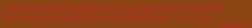 フォントRabaneraOutlineShadow – 赤い文字が茶色の背景にあります。