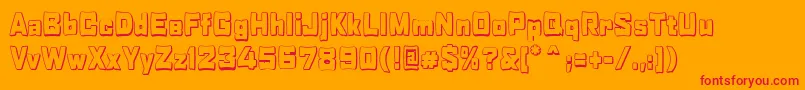 RabaneraOutlineShadow-Schriftart – Rote Schriften auf orangefarbenem Hintergrund