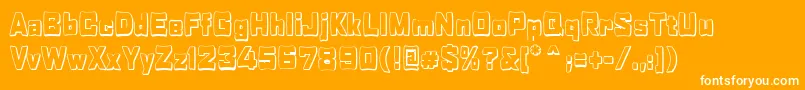 RabaneraOutlineShadow-Schriftart – Weiße Schriften auf orangefarbenem Hintergrund