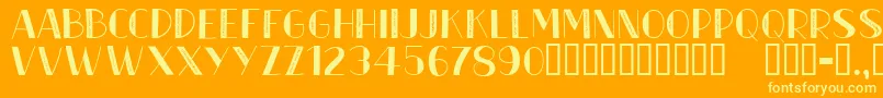 CfmetroparisienRegular-Schriftart – Gelbe Schriften auf orangefarbenem Hintergrund