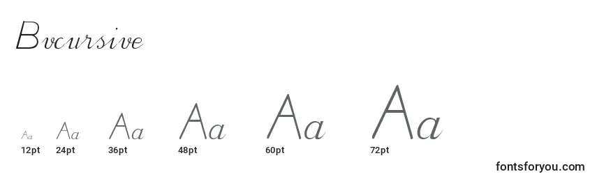 Bvcursive Font Sizes