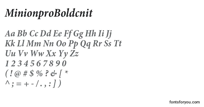 A fonte MinionproBoldcnit – alfabeto, números, caracteres especiais