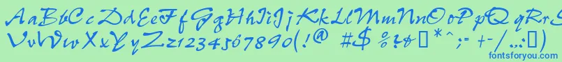 Więcej informacji o czcionce PeppdbNormal Czcionka PeppdbNormal – niebieskie czcionki na zielonym tle