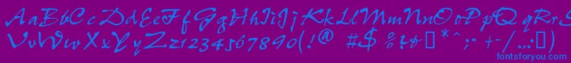 Fonte PeppdbNormal – fontes azuis em um fundo violeta