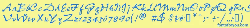 PeppdbNormal Font – Blue Fonts on Yellow Background