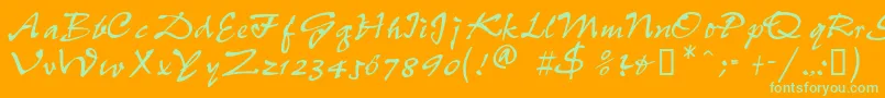 PeppdbNormal-Schriftart – Grüne Schriften auf orangefarbenem Hintergrund