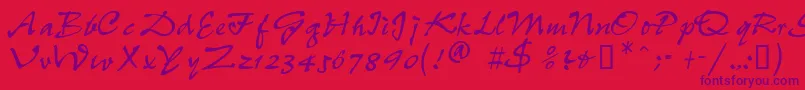 Czcionka PeppdbNormal – fioletowe czcionki na czerwonym tle