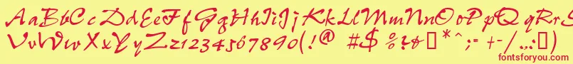 PeppdbNormal Font – Red Fonts on Yellow Background