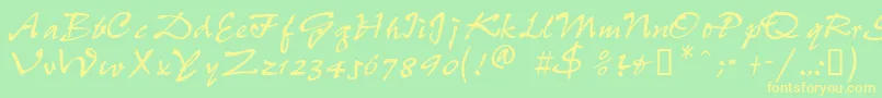 フォントPeppdbNormal – 黄色の文字が緑の背景にあります