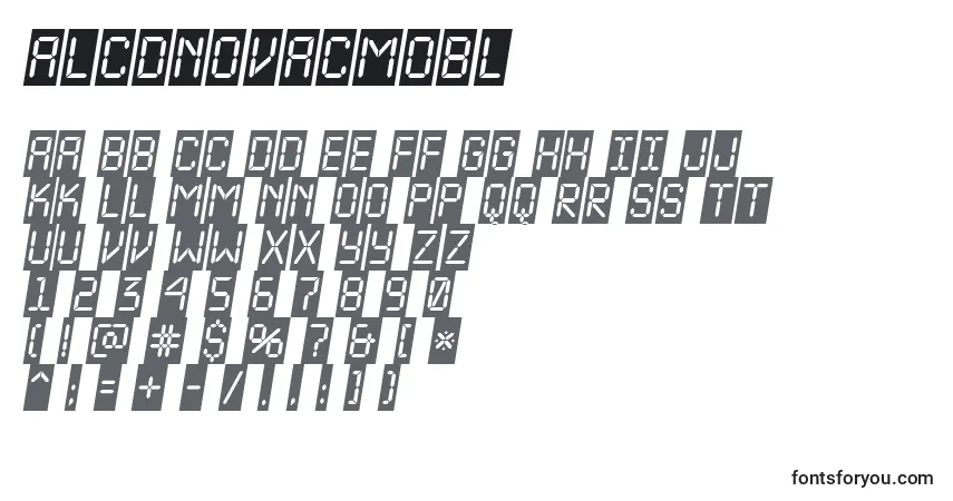 Шрифт ALcdnovacmobl – алфавит, цифры, специальные символы