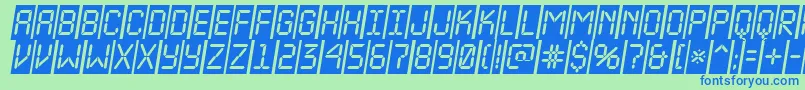 ALcdnovacmobl Font – Blue Fonts on Green Background