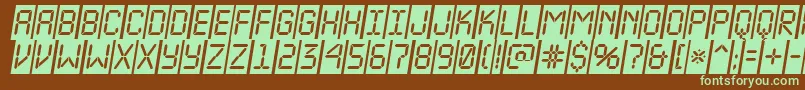 フォントALcdnovacmobl – 緑色の文字が茶色の背景にあります。