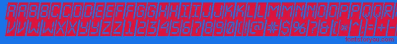 Шрифт ALcdnovacmobl – красные шрифты на синем фоне