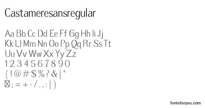 Schriftart Castameresansregular – Alphabet, Zahlen, spezielle Symbole