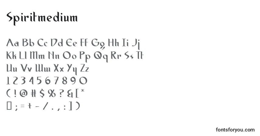 Schriftart Spiritmedium – Alphabet, Zahlen, spezielle Symbole