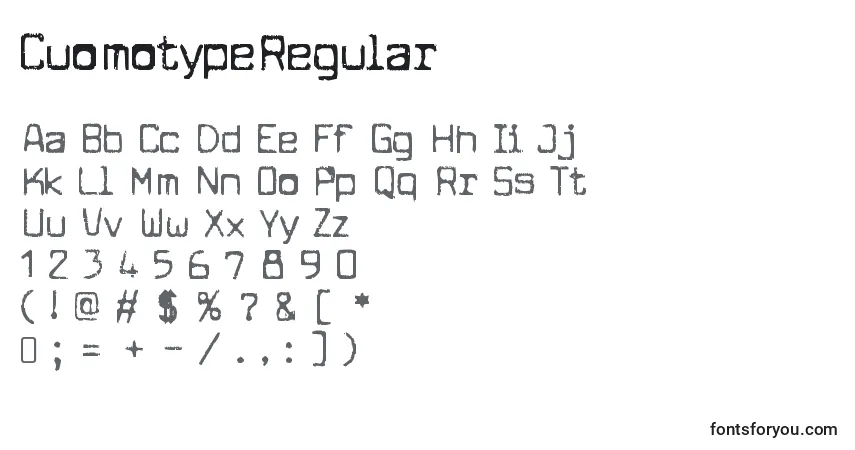 CuomotypeRegular-fontti – aakkoset, numerot, erikoismerkit