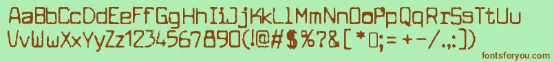 CuomotypeRegular-Schriftart – Braune Schriften auf grünem Hintergrund
