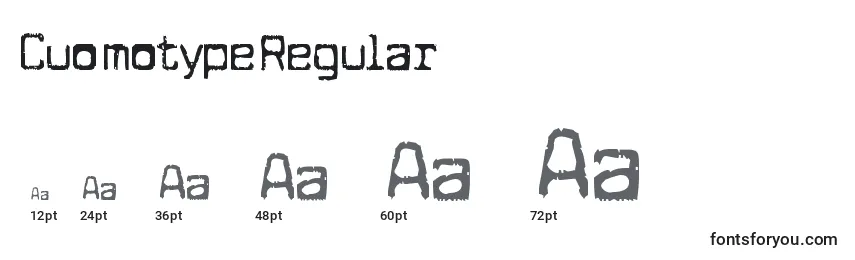 Размеры шрифта CuomotypeRegular