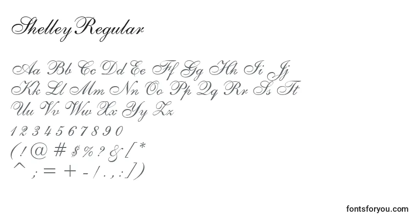 Schriftart ShelleyRegular – Alphabet, Zahlen, spezielle Symbole