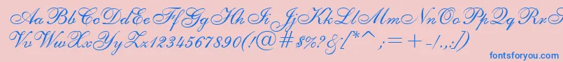 ShelleyRegular Font – Blue Fonts on Pink Background