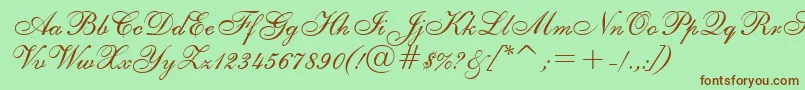 ShelleyRegular Font – Brown Fonts on Green Background