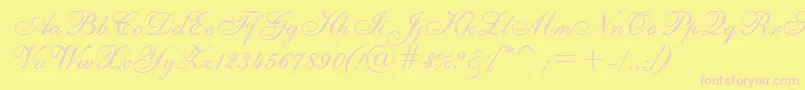 ShelleyRegular Font – Pink Fonts on Yellow Background