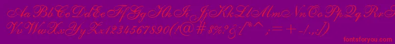 Fonte ShelleyRegular – fontes vermelhas em um fundo violeta