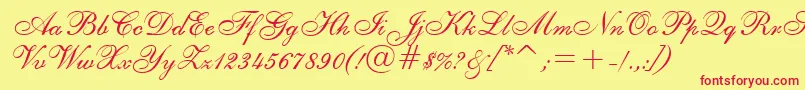 ShelleyRegular Font – Red Fonts on Yellow Background