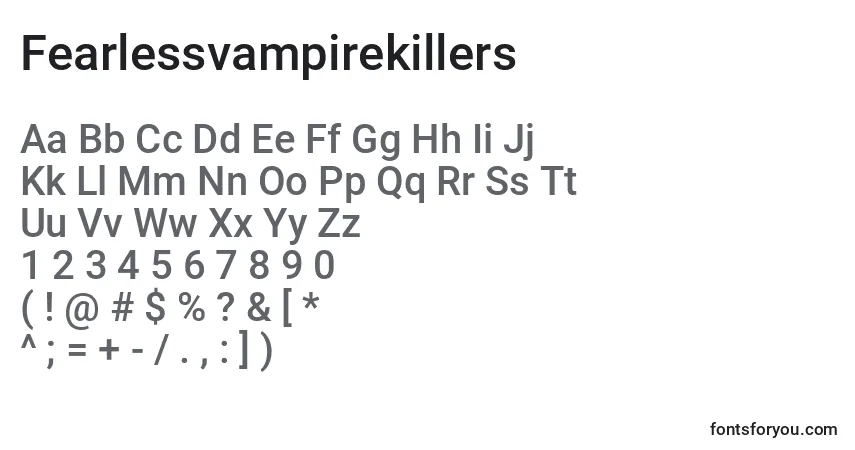 Шрифт Fearlessvampirekillers – алфавит, цифры, специальные символы
