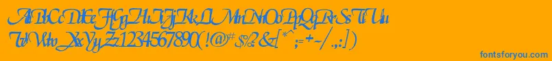 Więcej informacji o czcionce Pclegarnder Czcionka Pclegarnder – niebieskie czcionki na pomarańczowym tle