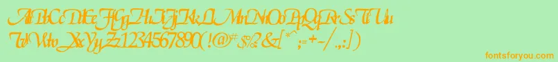 Pclegarnder Font – Orange Fonts on Green Background
