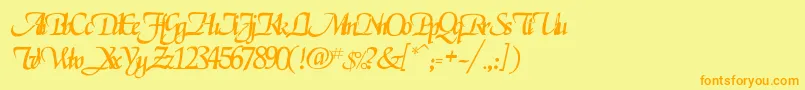 Pclegarnder Font – Orange Fonts on Yellow Background