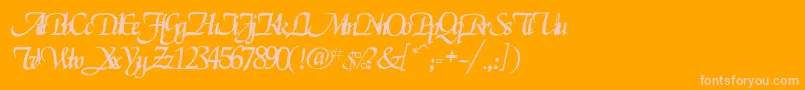 Pclegarnder-Schriftart – Rosa Schriften auf orangefarbenem Hintergrund