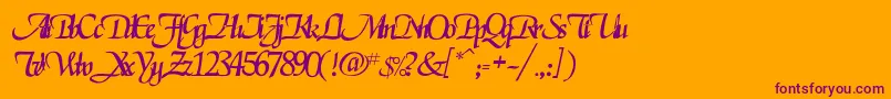 Pclegarnder Font – Purple Fonts on Orange Background
